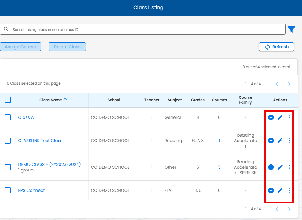 EPS Connect Create and Edit Classes